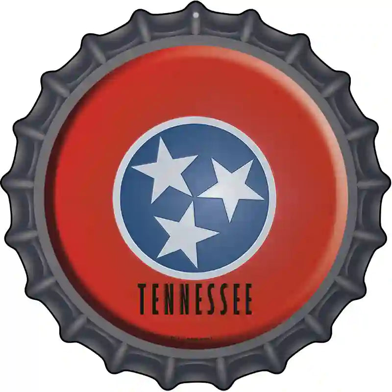 Tennessee State Flag Novelty Metal Bottle Cap Sign BC-141 12" Sign (BC)
