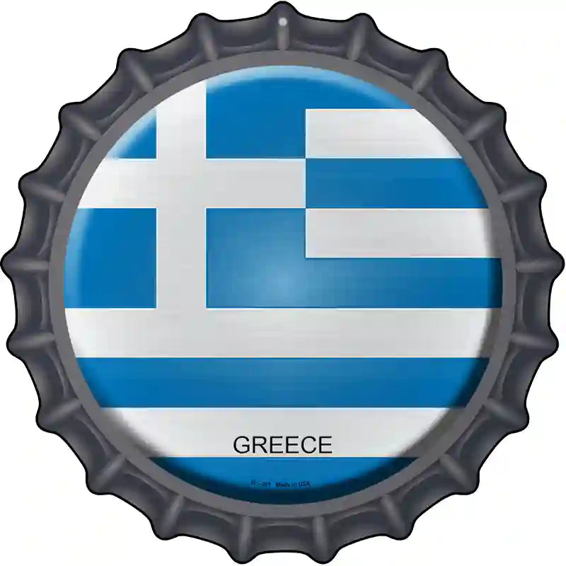 Greece Novelty Metal Bottle Cap Sign BC-281 12" Sign (BC)
