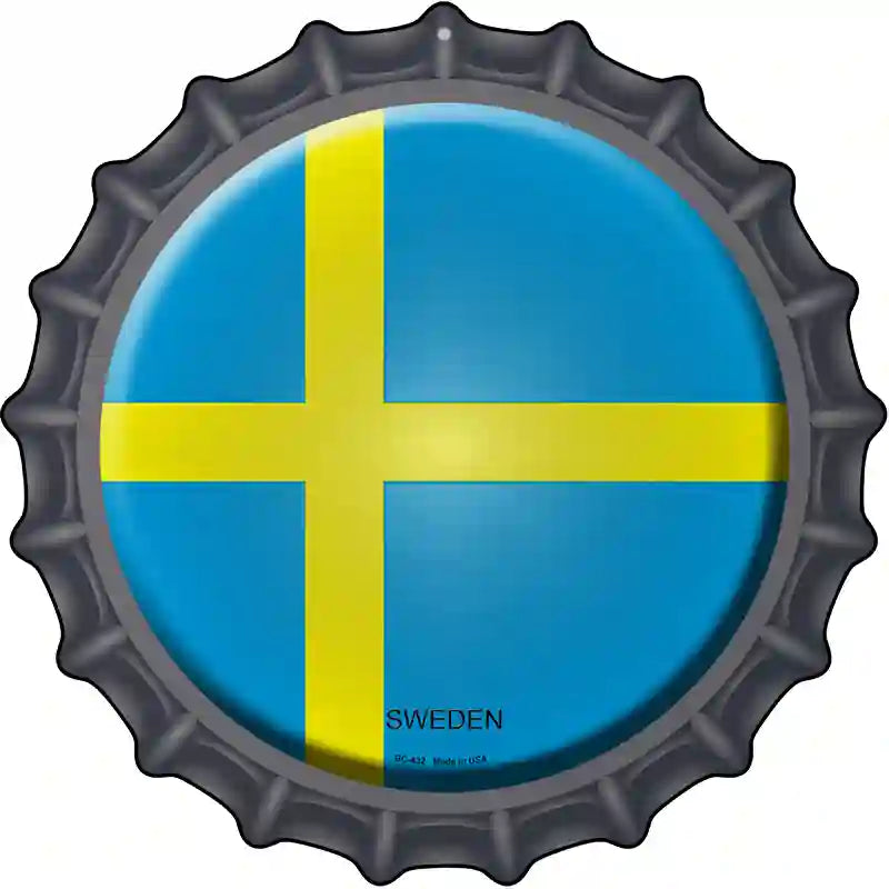 Sweden Novelty Metal Bottle Cap Sign BC-432 12" Sign (BC)