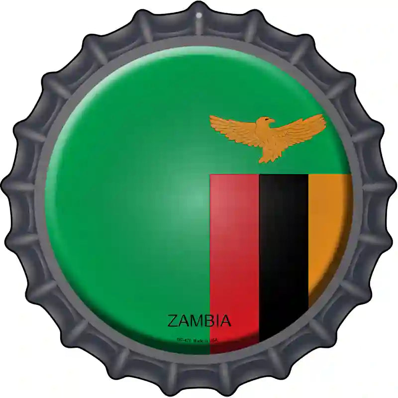 Zambia Novelty Metal Bottle Cap Sign BC-479 12" Sign (BC)