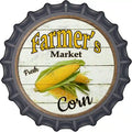 Farmers Market Corn Novelty Metal Bottle Cap Sign BC-594 12" Sign (BC)