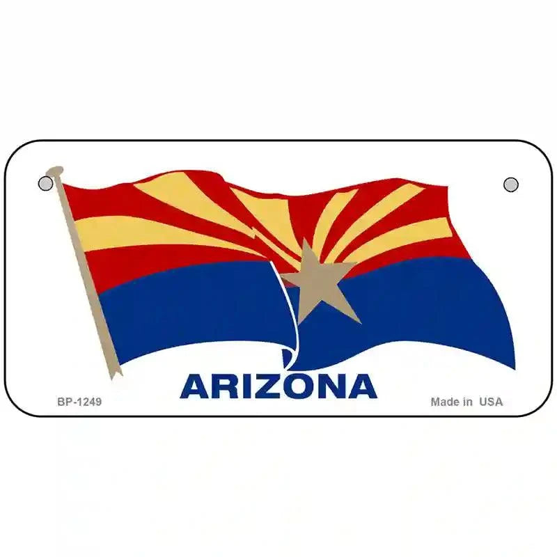 Arizona Waving Flag Novelty Metal License Plate 6" x 3" Bicycle (BP)