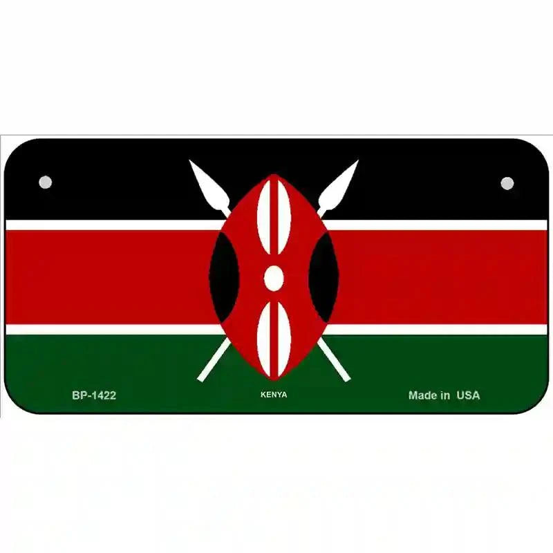 Kenya Flag Metal Novelty License Plate 6" x 3" Bicycle (BP)