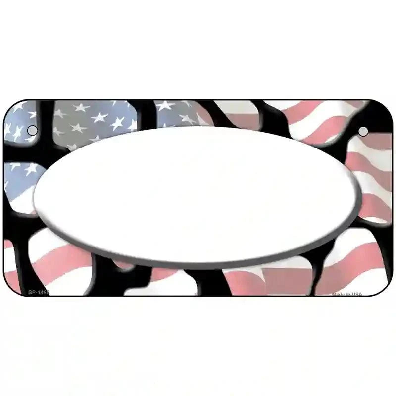 American Flag Giraffe White Center Oval Metal Novelty License Plate 6" x 3" Bicycle (BP)