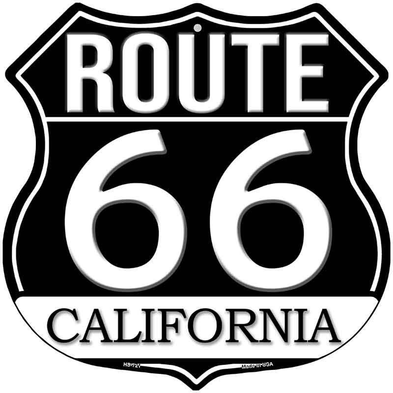 CA Route 66 Black Novelty Highway Shield Sign HS-721 12" Sign (HS)