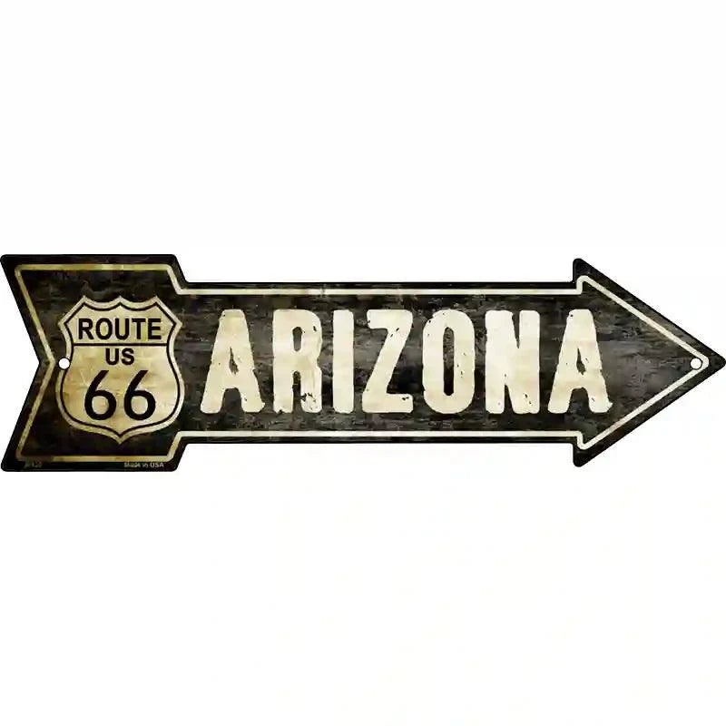 Vintage Route 66 Arizona Novelty Metal Arrow Sign 23" x 7" Sign (LA)