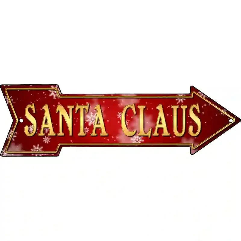 Santa Claus Novelty Metal Arrow Sign 23" x 7" Sign (LA)