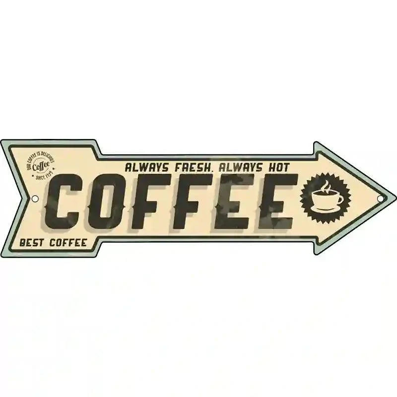 Coffee Novelty Metal Arrow Sign 23" x 7" Sign (LA)