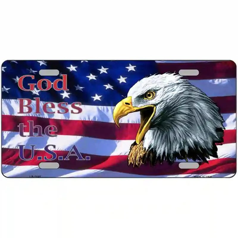 God Bless The USA Metal Novelty License Plate 24" x 12" Large (LLP)