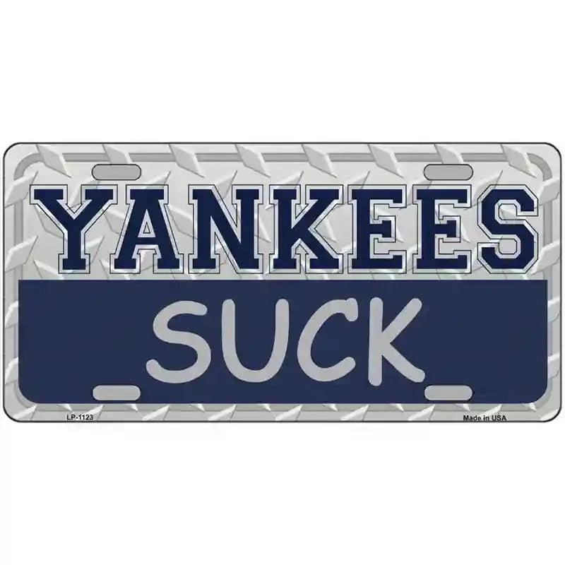Yankees Suck Novelty Metal License Plate 12" x 6" Automotive (LP)