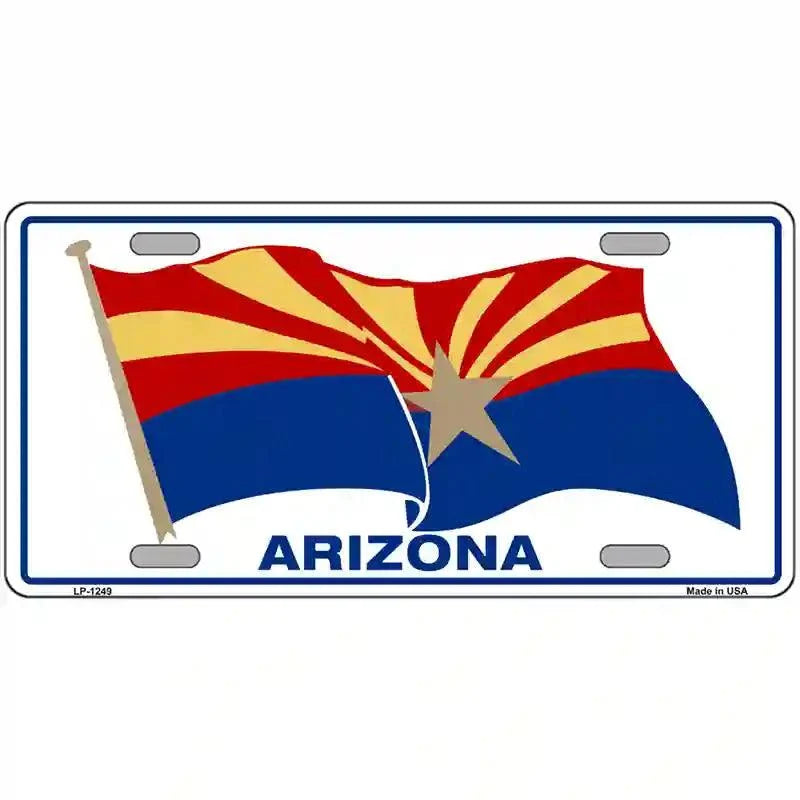 Arizona Waving Flag Novelty Metal License Plate 12" x 6" Automotive (LP)