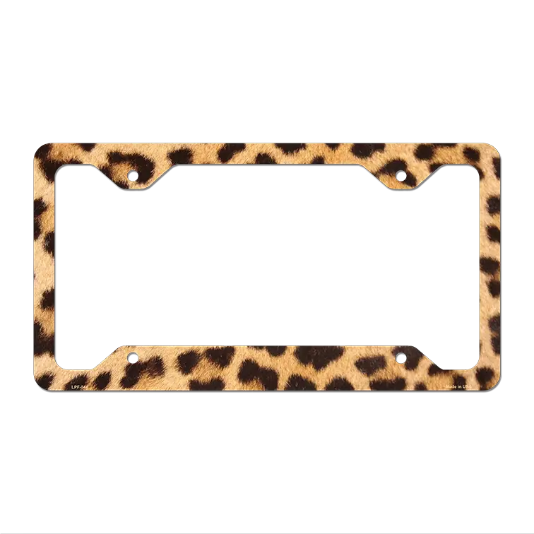Light Leopard Print Novelty Metal License Plate Frame LPF-044 12.25" x 6.5" Standard Frame (LPF)