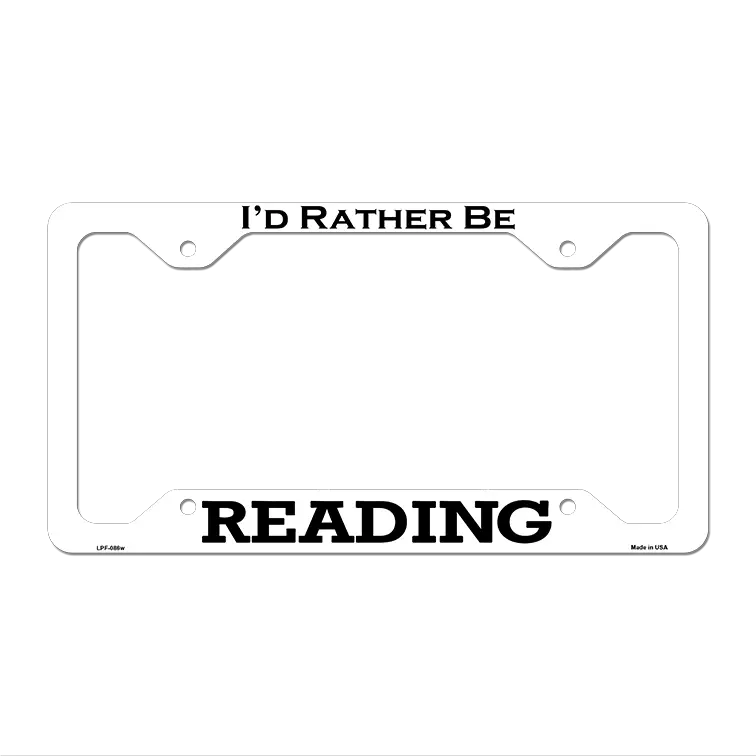 Reading Novelty Metal License Plate Frame LPF-086 12.25" x 6.5" White Frame (LPF)