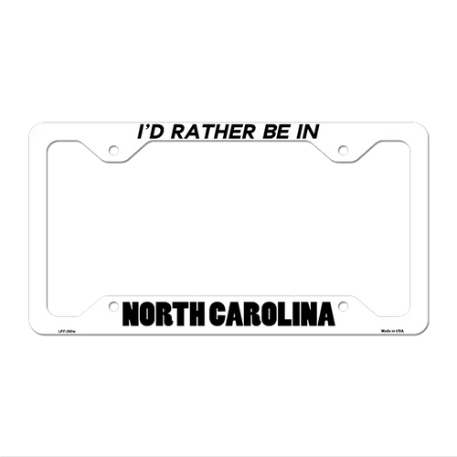 Be In North Carolina Novelty Metal License Plate Frame LPF-360 12.25" x 6.5" White Frame (LPF)