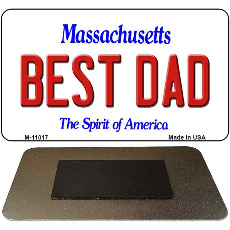 Best Dad Massachusetts State License Plate Tag Magnet M-11017 3.5" x 2" Magnet (M)