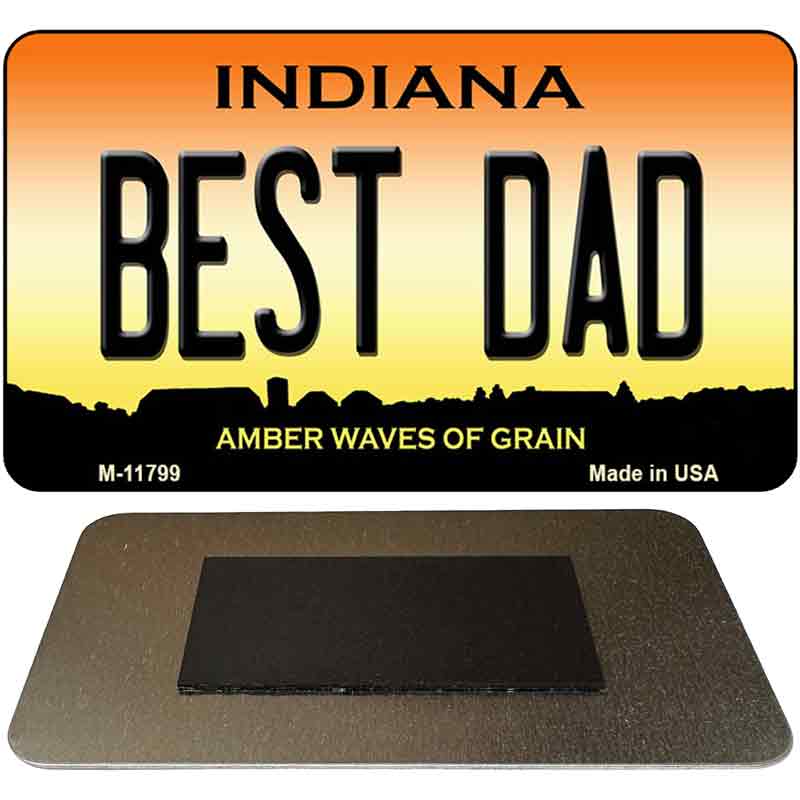 Best Dad Indiana Amber Novelty Metal Magnet 3.5" x 2" Magnet (M)