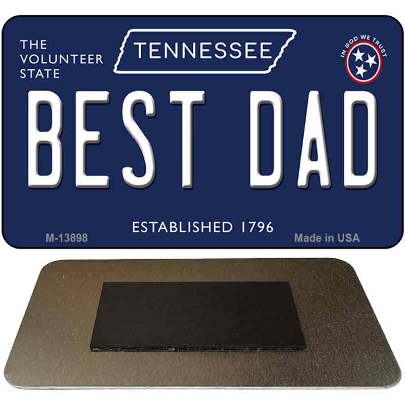 Best Dad Tennessee Blue Novelty Metal Magnet 3.5" x 2" Magnet (M)