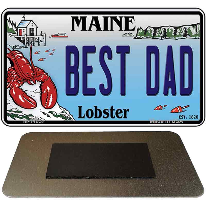 Best Dad Maine Lobster Novelty Metal Magnet 3.5" x 2" Magnet (M)