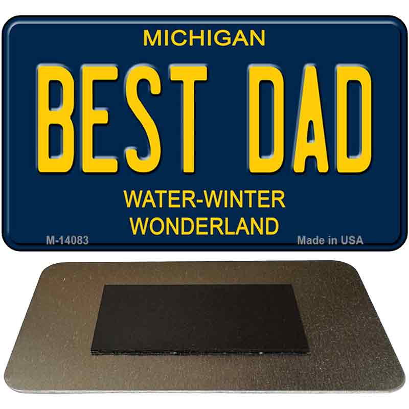 Best Dad Michigan Blue Novelty Magnet 3.5" x 2" Magnet (M)