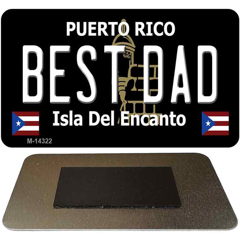 Best Dad Puerto Rico Black Novelty Metal Magnet 3.5" x 2" Magnet (M)