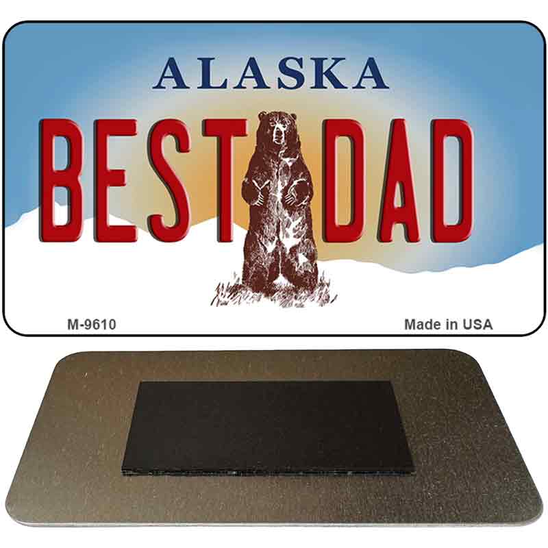 Best Dad Alaska State Novelty Metal Magnet M-9610 3.5" x 2" Magnet (M)