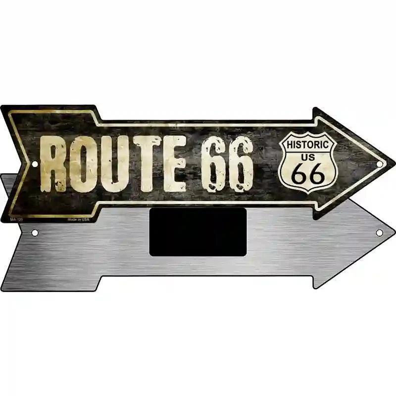 Vintage Route 66 Novelty Metal Arrow Sign 8" x 2.25" Magnet (MA)