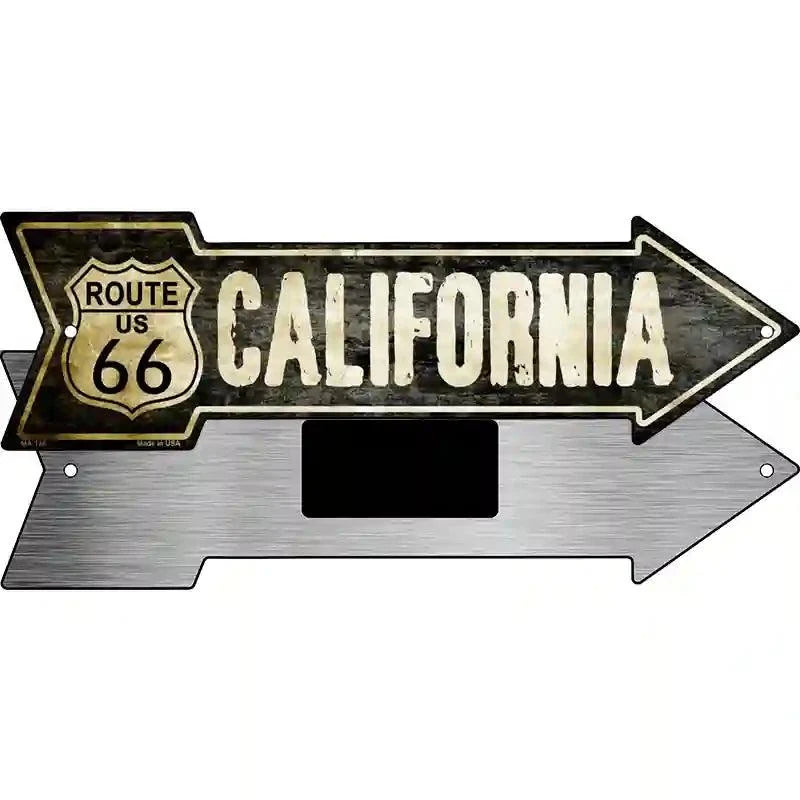 Vintage Route 66 California Novelty Metal Arrow Sign 8" x 2.25" Magnet (MA)
