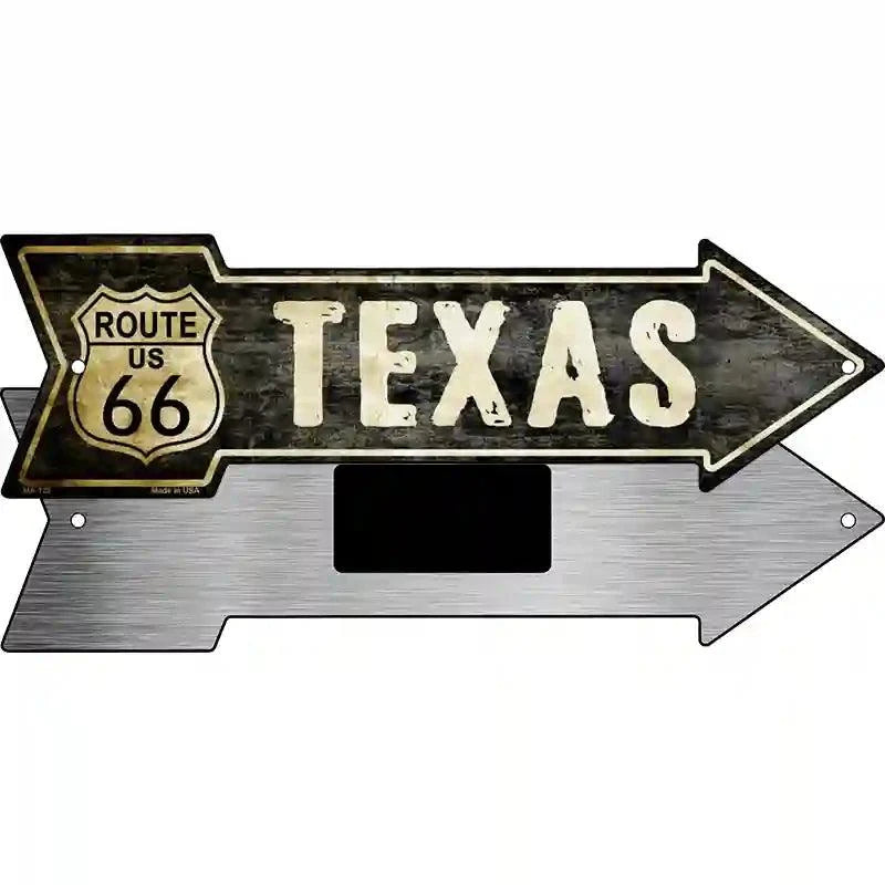 Vintage Route 66 Texas Novelty Metal Arrow Sign 8" x 2.25" Magnet (MA)
