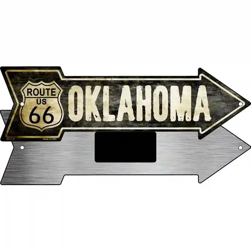 Vintage Route 66 Oklahoma Novelty Metal Arrow Sign 8" x 2.25" Magnet (MA)