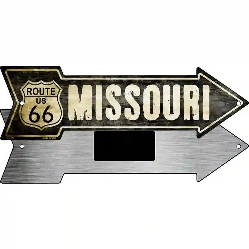 Vintage Route 66 Missouri Novelty Metal Arrow Sign 8" x 2.25" Magnet (MA)