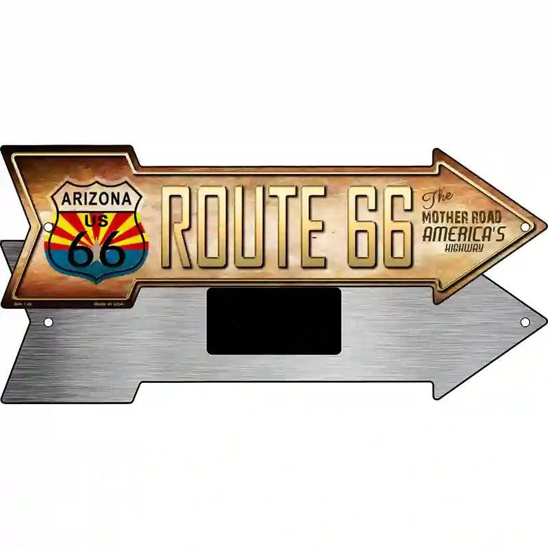 Route 66 Arizona Flag Novelty Metal Arrow Sign 8" x 2.25" Magnet (MA)