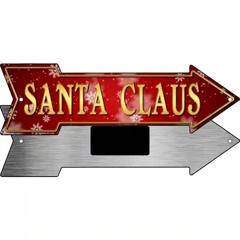 Santa Claus Novelty Metal Arrow Sign 8" x 2.25" Magnet (MA)