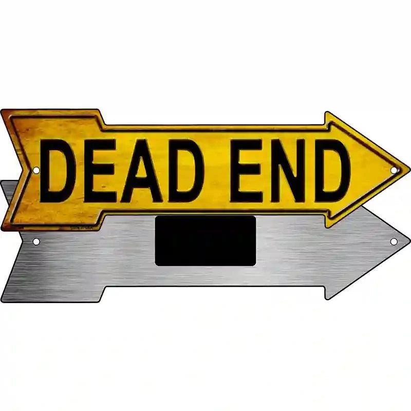 Dead End Novelty Metal Arrow Sign 8" x 2.25" Magnet (MA)