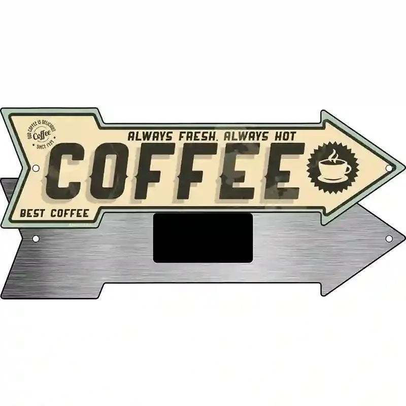 Coffee Novelty Metal Arrow Sign 8" x 2.25" Magnet (MA)