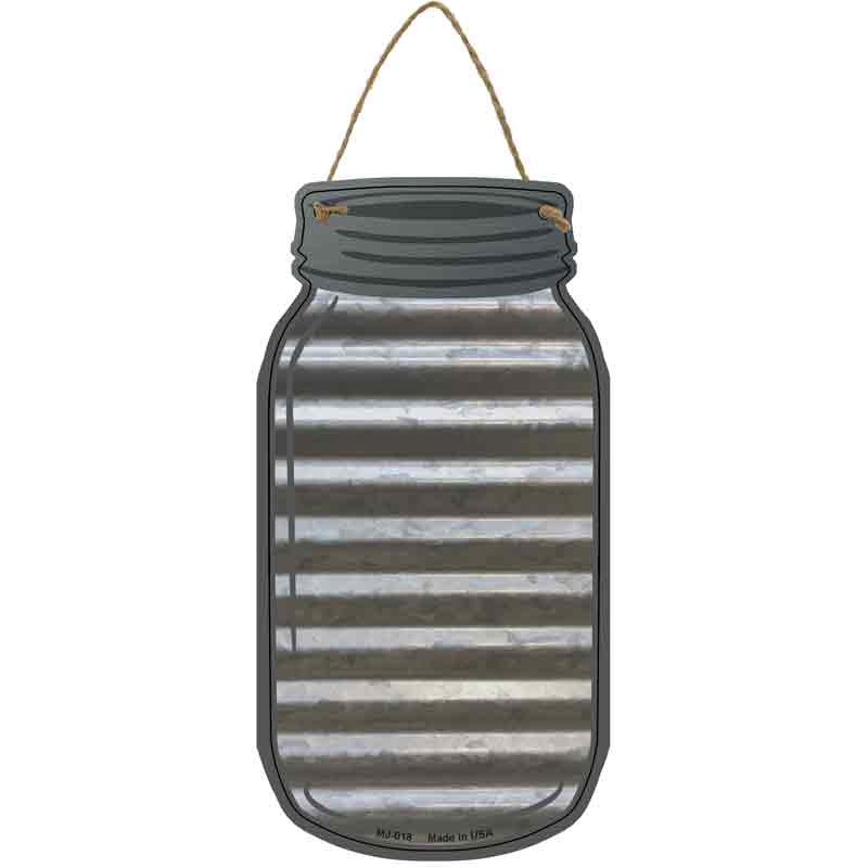 Corrugated Gray Blank Metal Mason Jar Sign 4" x 8" Sign (MJ)