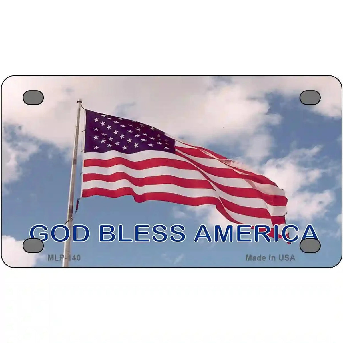 God Bless America Flag in Clouds Metal Novelty License Plate 4" x 2.2" Mini (MLP)