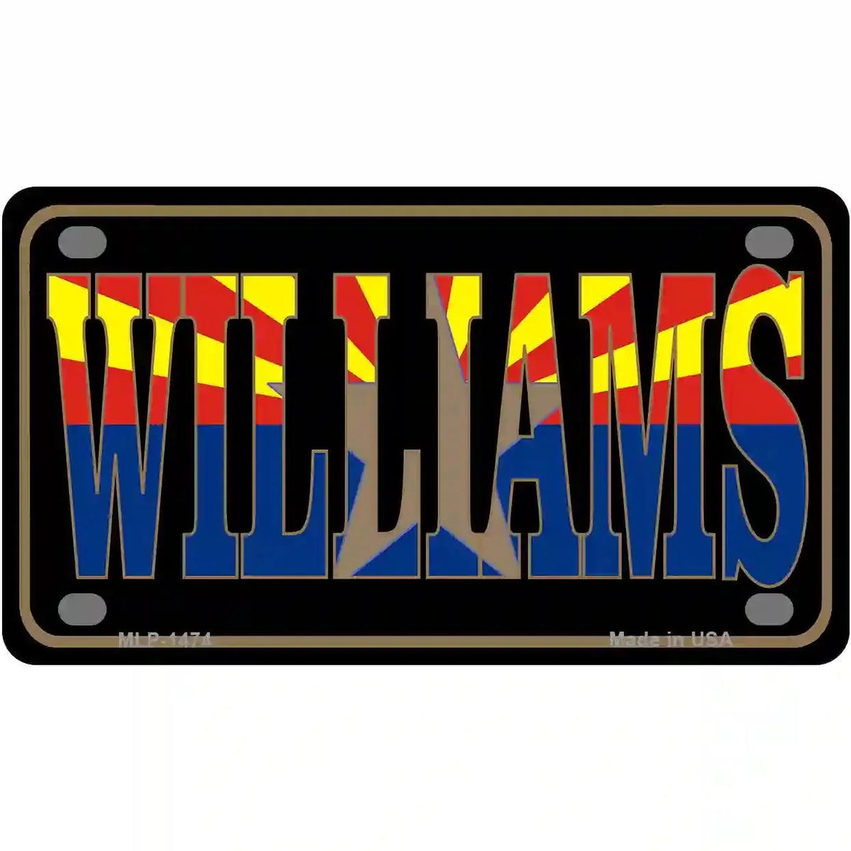 Williams Arizona State Flag Metal Novelty License Plate 4" x 2.2" Mini (MLP)