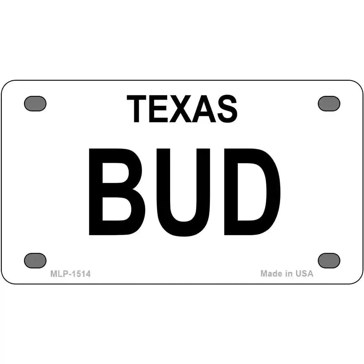 BUD Metal License Plate 4" x 2.2" Mini (MLP)