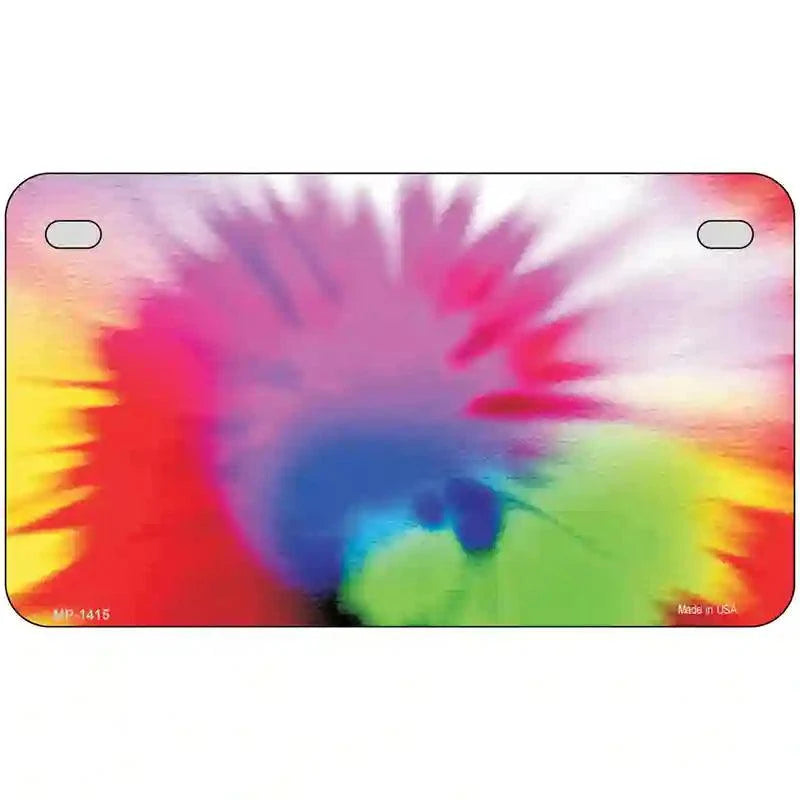 Pink Tie-Dye Metal Novelty License Plate 7" x 4" Motorcycle (MP)