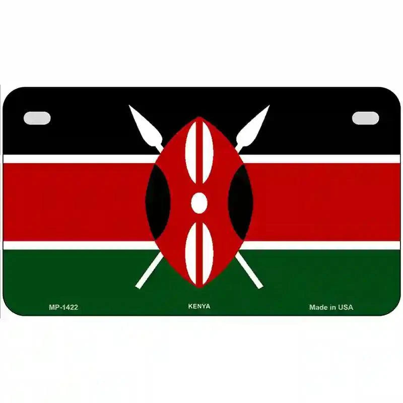 Kenya Flag Metal Novelty License Plate 7" x 4" Motorcycle (MP)