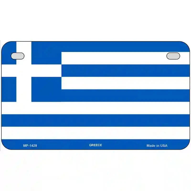 Greece Flag Metal Novelty License Plate 7" x 4" Motorcycle (MP)