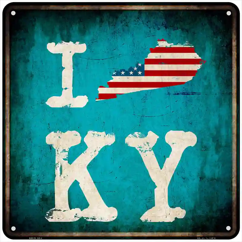 I Love Kentucky Novelty Metal Square Sign 6" Sign (MSQ)