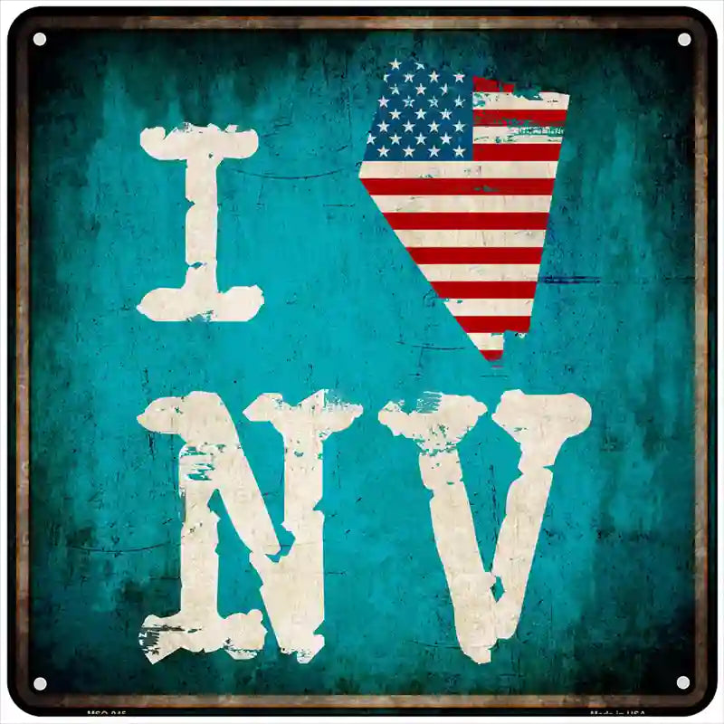 I Love Nevada Novelty Metal Square Sign 6" Sign (MSQ)