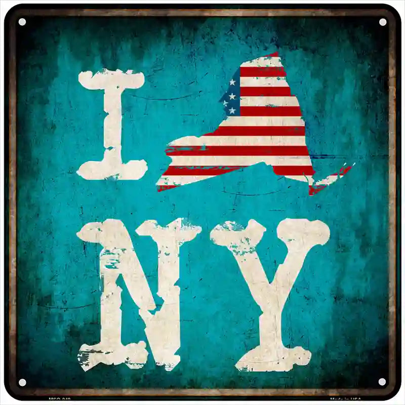 I Love New York Novelty Metal Square Sign 6" Sign (MSQ)