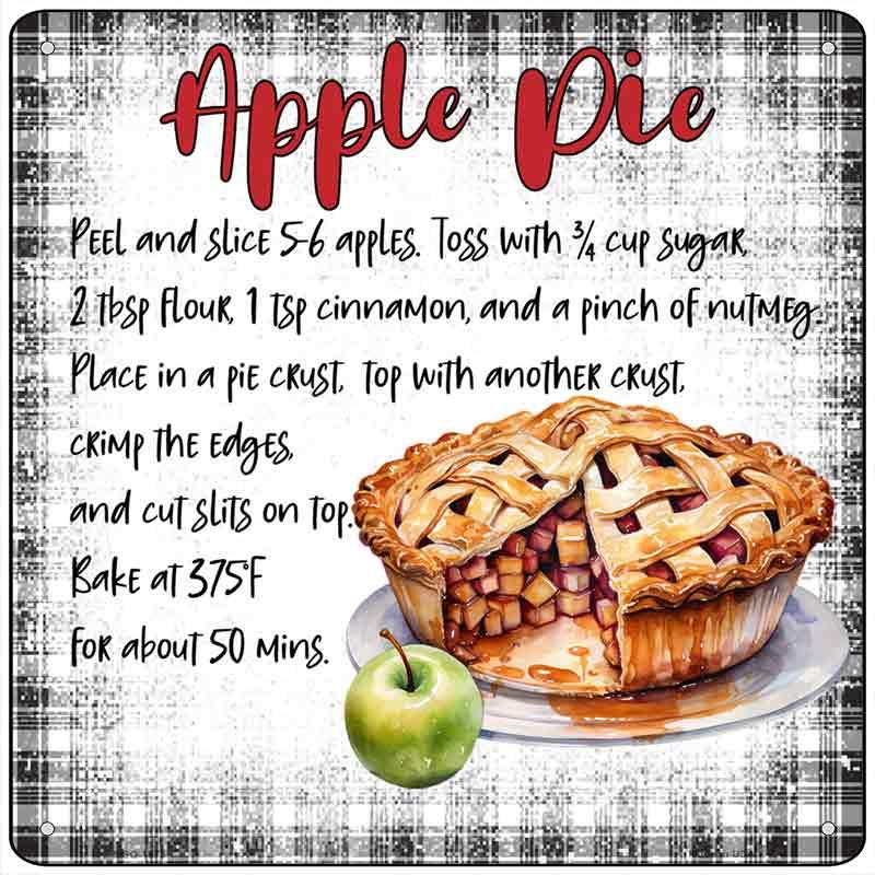 Apple Pie Recipe Novelty Metal Square Sign SQ-1675 6" Sign (MSQ)