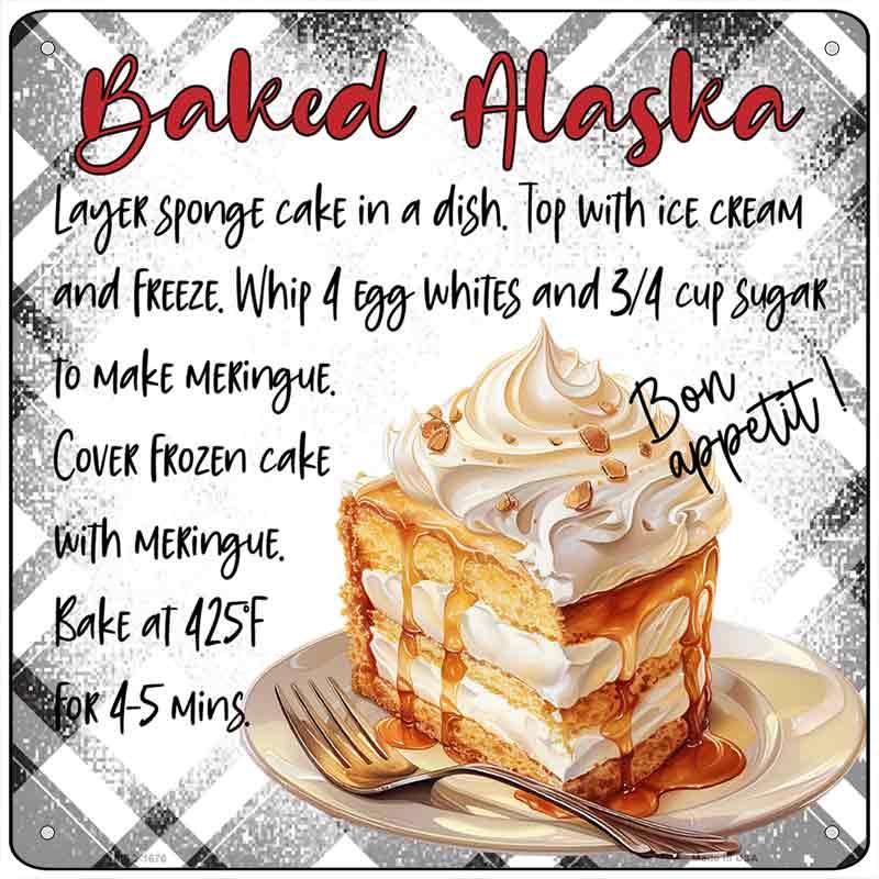 Baked Alaska Recipe Novelty Metal Square Sign SQ-1676 6" Sign (MSQ)