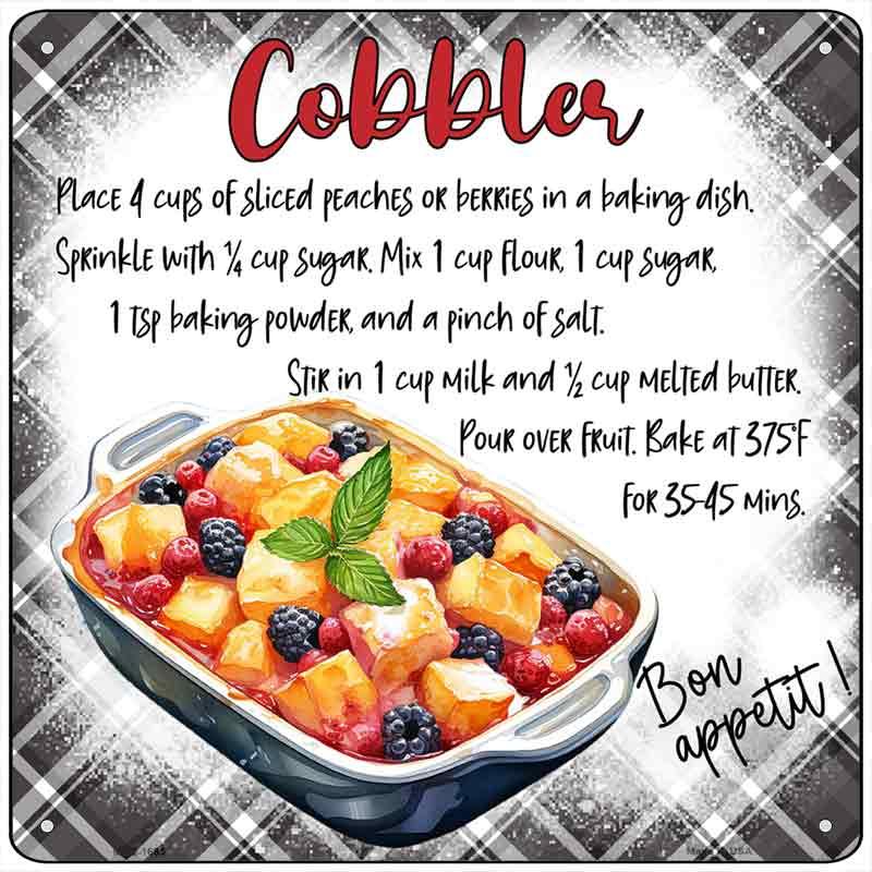 Cobbler Recipe Novelty Metal Square Sign SQ-1685 6" Sign (MSQ)