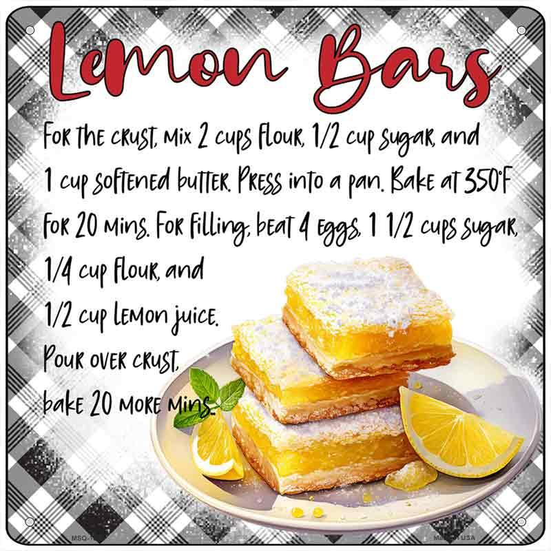 Lemon Bars Recipe Novelty Metal Square Sign SQ-1687 6" Sign (MSQ)
