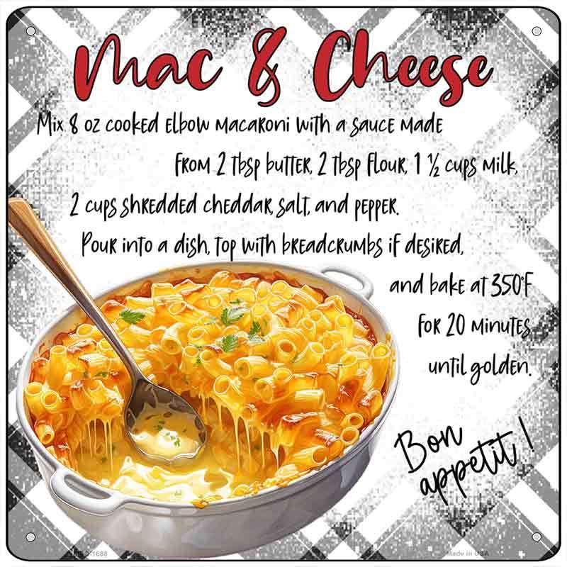 Mac & Cheese Recipe Novelty Metal Square Sign SQ-1688 6" Sign (MSQ)