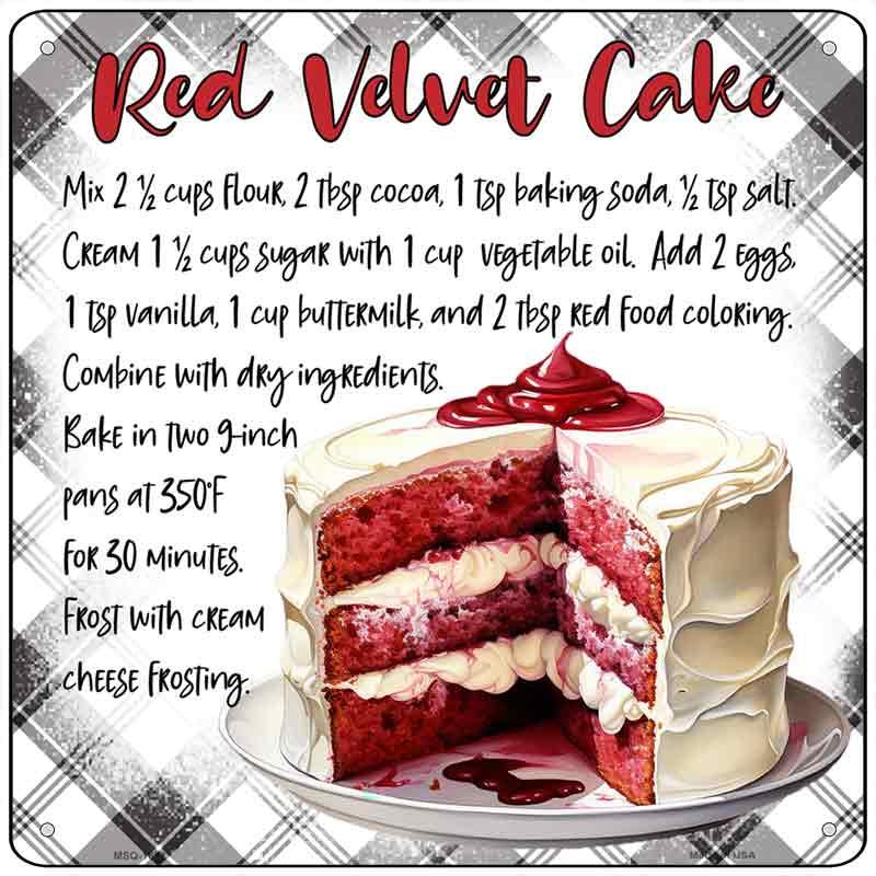 Red Velvet Cake Recipe Novelty Metal Square Sign SQ-1691 6" Sign (MSQ)